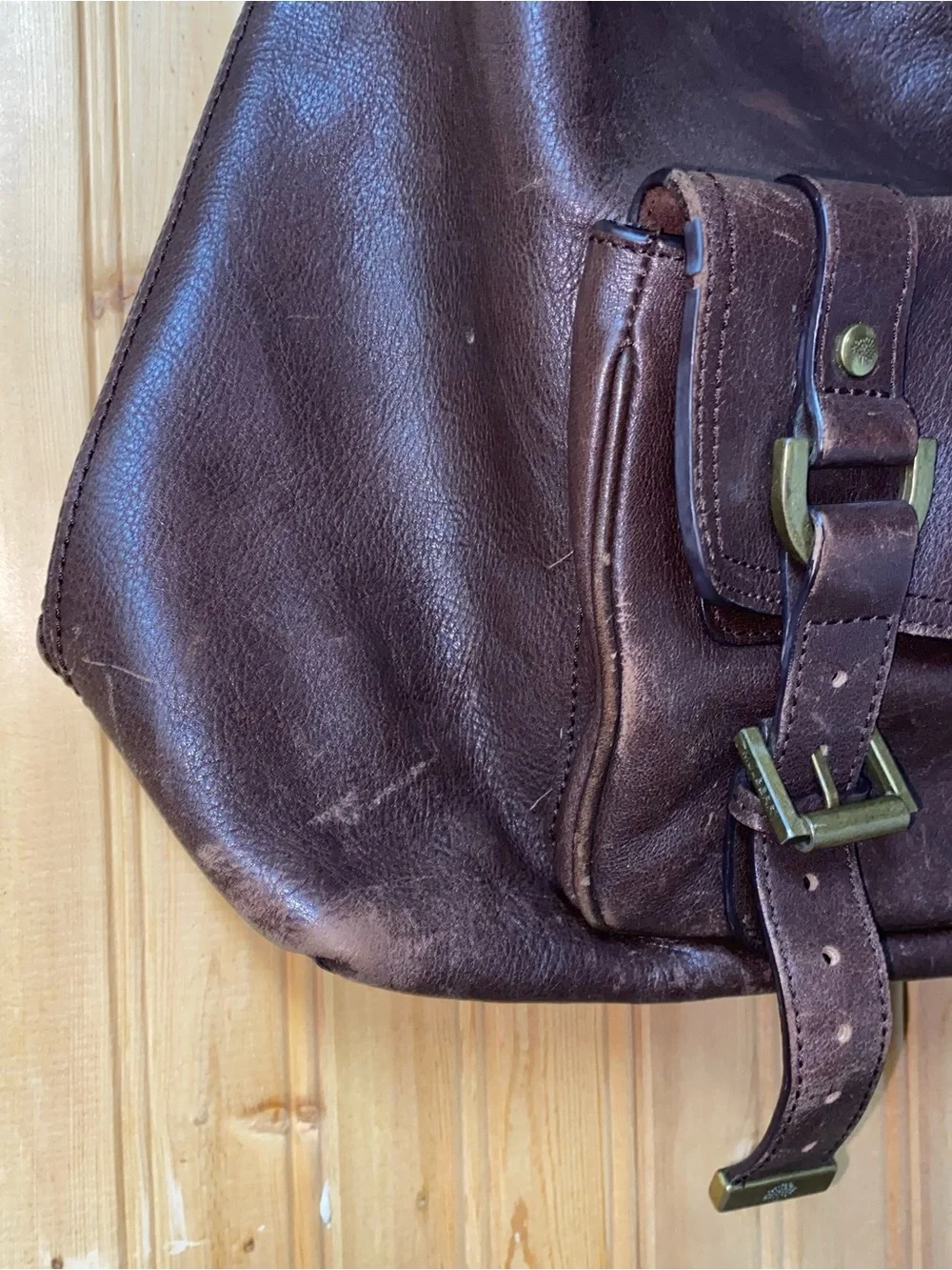 Mulberry Alexa Hobo Bag Dark Brown Leather Shoulder Bag with Front Buckle Pocket - Picture 5 of 14